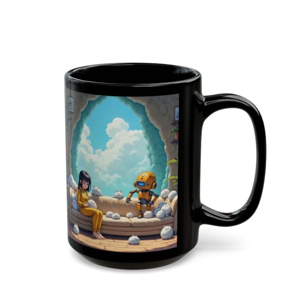 Mug - Asian Girl Pet-Sitting in Crystalline Geode Habitat Anime Digital Art Print - Image 6