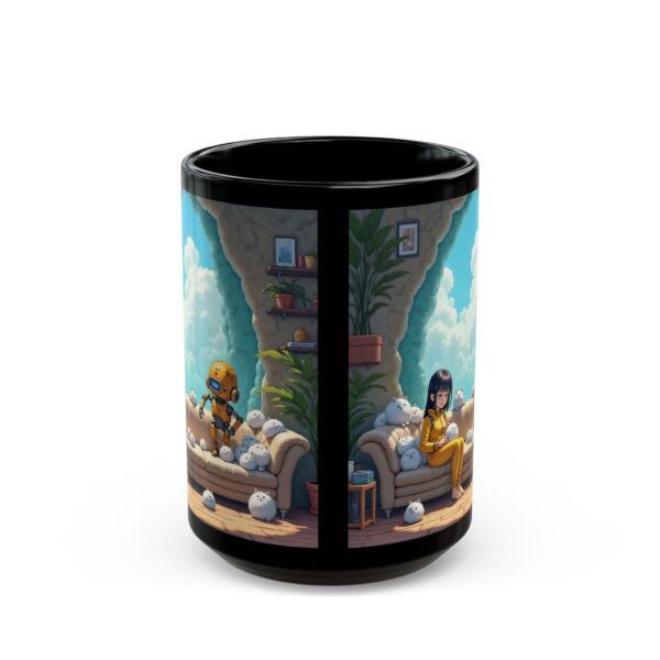 Mug - Asian Girl Pet-Sitting in Crystalline Geode Habitat Anime Digital Art Print - Image 5
