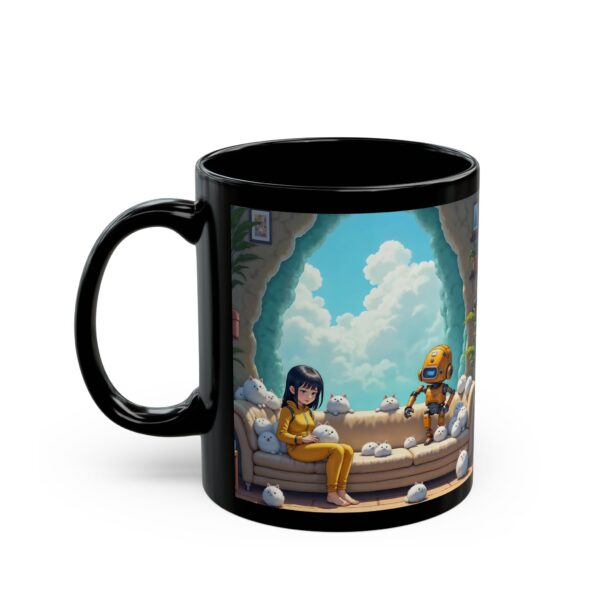 Mug - Asian Girl Pet-Sitting in Crystalline Geode Habitat Anime Digital Art Print