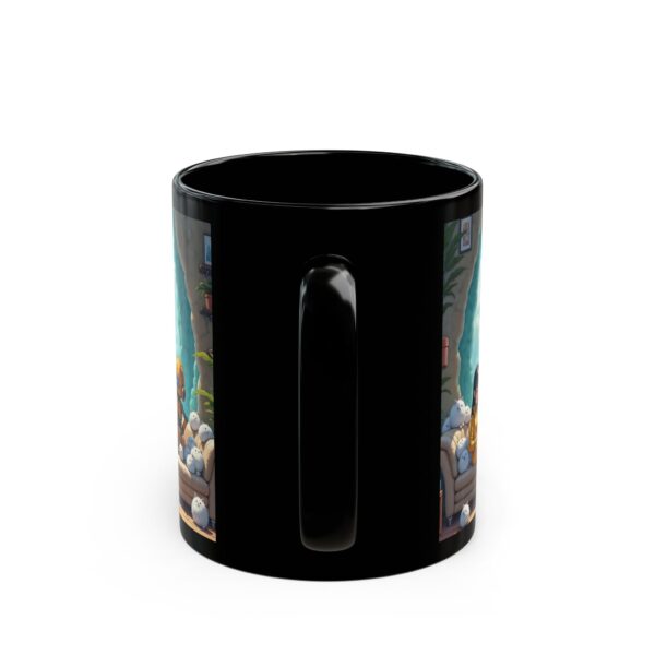 Mug - Asian Girl Pet-Sitting in Crystalline Geode Habitat Anime Digital Art Print - Image 4